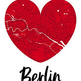 Berlin – City Map Design Stadtplan Karte (Herz) von ViaMapia