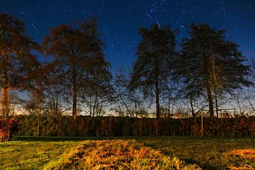 Nachtfoto met een blauwe lucht en heel veel sterren van Julius Koster