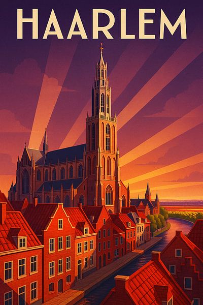 Haarlem Poster – Retro Netherlands Wall Print by Travel Shop