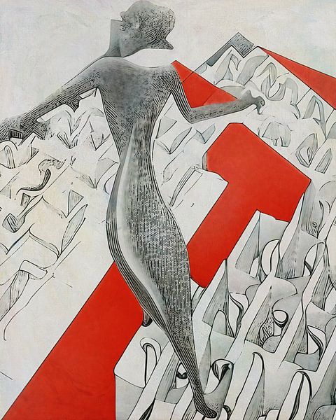 Abstract figure escapes from cubicle society by Jan Keteleer (JanKé): A Journey Beyond the Canvas