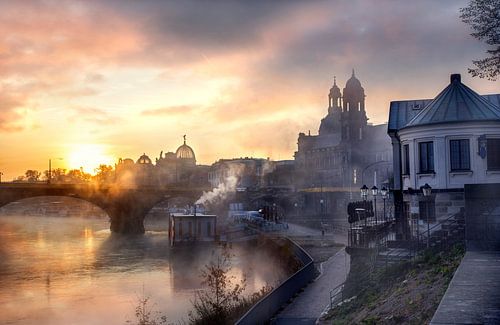 Dresde dans le brouillard sur Sergej Nickel