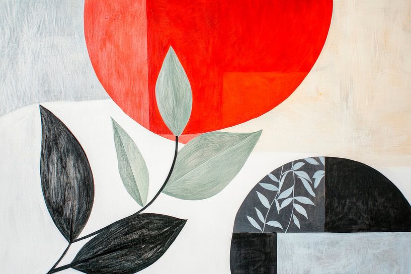 Abstract composition with leaf and circle by Poster Art Shop