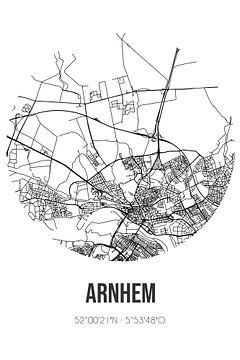 Arnhem (Gelderland) | Landkaart | Zwart-wit van Rezona