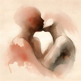 Liefde in Aquarel van FoXo Art
