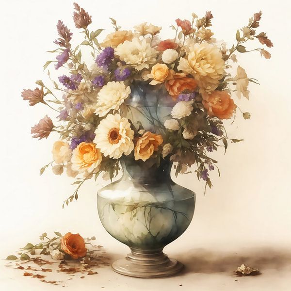 Pastel colours in this vase of flowers by Brian Morgan