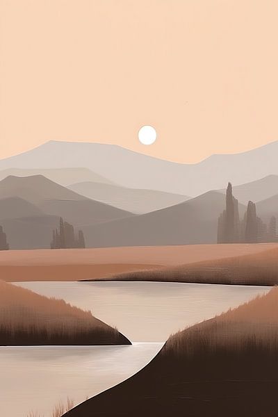 Taupe &amp; Beige Painting by ARTEO Paintings