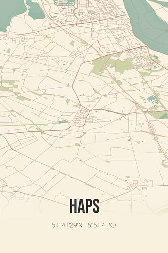 Vintage landkaart van Haps (Noord-Brabant)