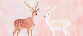 Harmonisches Paar: Hirsch und Weißhirsch von Poster Art Shop