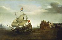 Een kasteel met een schip zeilend in de buurt, Hendrick Cornelisz Vroom van Meesterlijcke Meesters thumbnail
