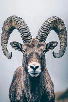 Gros plan sur le majestueux bouquetin sur Poster Art Shop