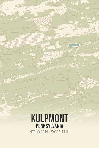 Vintage landkaart van Kulpmont (Pennsylvania), USA.