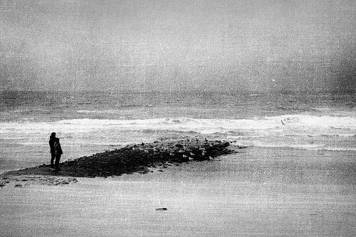 Wandelaars aan de noordzeekust