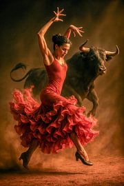 Sprung ins Feuer – Tanz der Entschlossenheit von Klaus Tesching - Art-AI