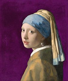Mädchen mit dem Perlenohrring, violett - Johannes Vermeer von Marieke met een twist