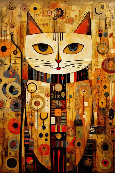 Portrait abstrait d'un chat par Bert Nijholt