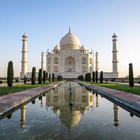 The Taj Mahal reflecting in the water