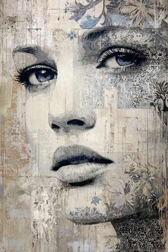 Vrouwelijk Portret – Mystiek Graffiti Schilderij