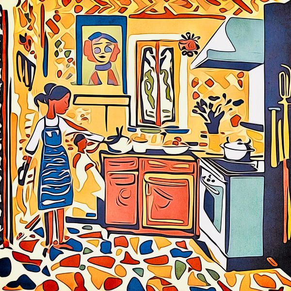 Teamwerk in de keuken-Matisse geïnspireerd van zam art