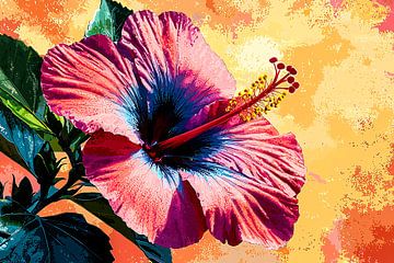 Hibiscus tegen kleurrijke achtergrond van Imperial Art House