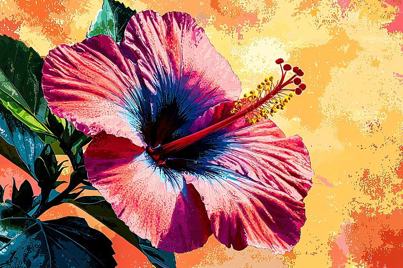 Hibiskus vor buntem Hintergrund von Imperial Art House