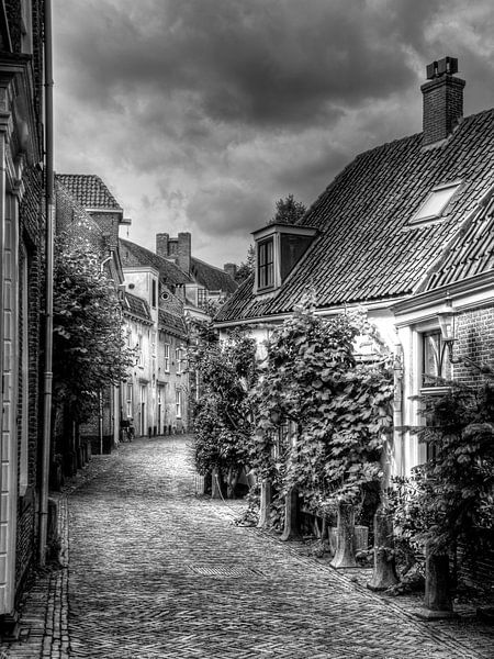 Wall houses historic Amersfoort black and white by Watze D. de Haan