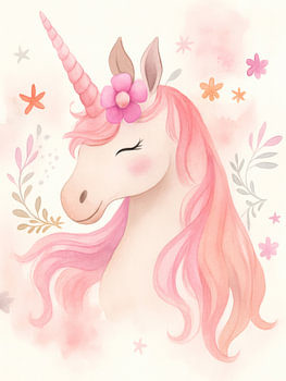 Pink Unicorn Princess with Floral Crown