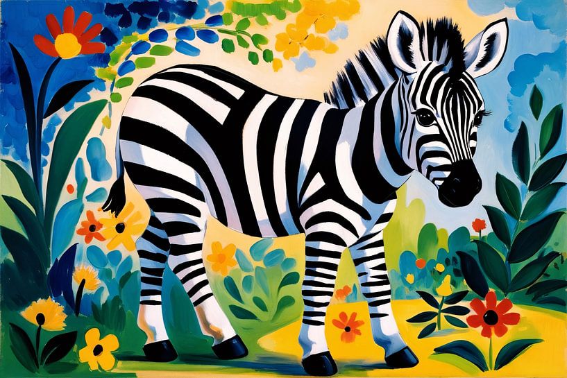 Zebra tussen kleurrijke bloemen van Art & Soul Creations
