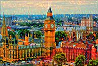 Bunte Malerei Big Ben London von Slimme Kunst.nl Miniaturansicht