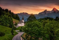 Alpenglühen am Watzmann bei Berchtesgaden.