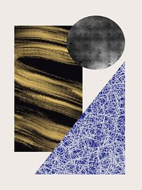 Geometric Shapes With A Black And Gold Textured by Little Dean