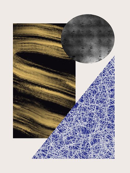 Geometrische Formen mit einer schwarz-goldenen Textur von Little Dean