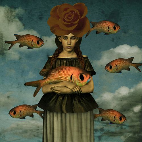 Beauté vintage avec rose orange