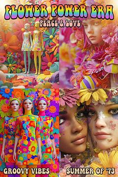 Flowerpower Frau mit Blumen Poster