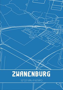 Blauwdruk | Landkaart | Zwanenburg (Noord-Holland) van Rezona