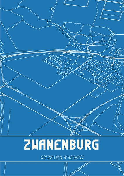 Blueprint | Map | Zwanenburg (North Holland) by Prints of Place