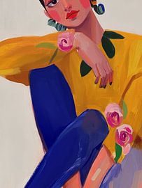 Buntes, modernes und abstraktes Porträt von Carla Van Iersel