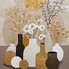 Vases à fleurs | Floral Elegance in Gold sur Peintures accrocheuses