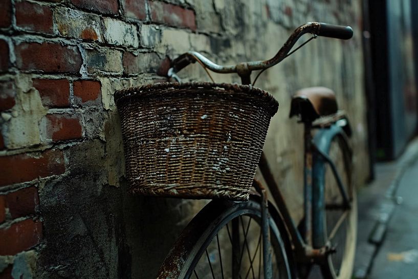 Old bicycle with basket by Art & Soul Creations