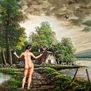 Landschap met vrouw en vallende man van Ruben van Gogh - smartphoneart thumbnail