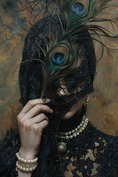 Die Dame mit Pfauen Federn von NJ Midnight Studio
