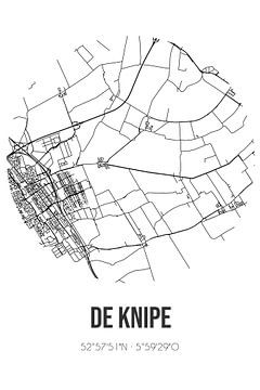 De Knipe (Fryslan) | Karte | Schwarz und weiß von Rezona