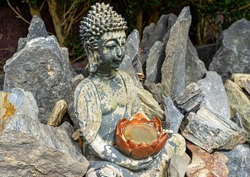 Buddha in einer Felslandschaft von Animaflora PicsStock