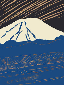 Der Fuji im goldenen Himmel