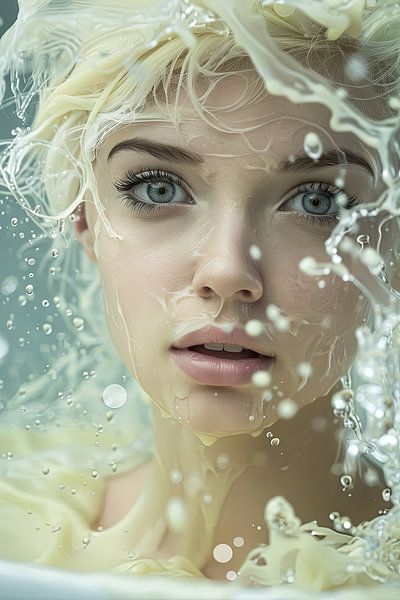 Portrait lady in white by Egon Zitter