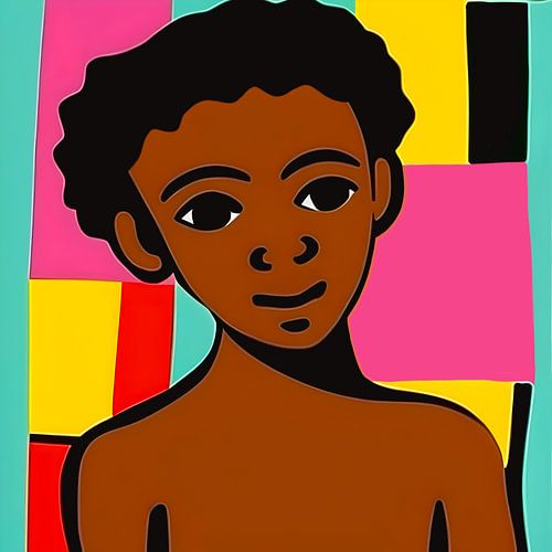 Collage Illustratie 6: Afrikaanse jongen kijkt blij