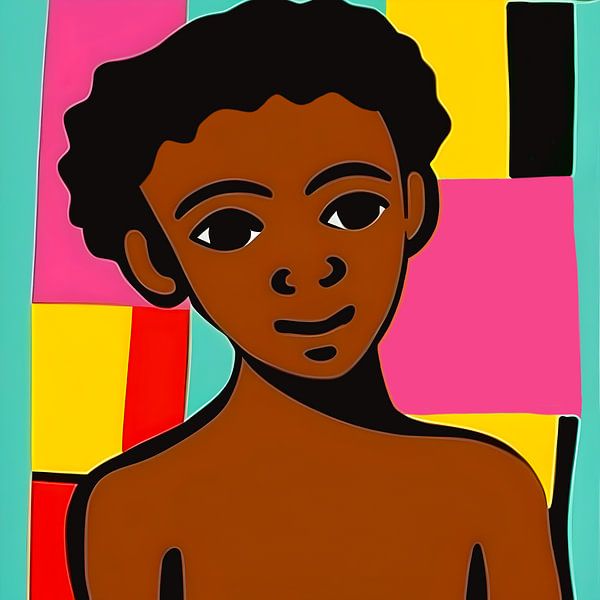 Collage Illustration 6 : Un garçon africain semble heureux par All Africa