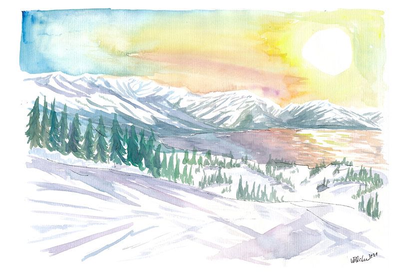 Lake Tahoe Winter Skiing Scene in Californië van Markus Bleichner
