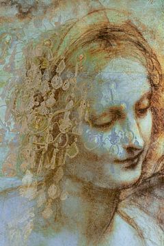 Portret Vrouw Da Vinci 2 Basic. Digital Art van Alie Ekkelenkamp