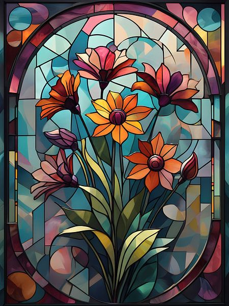 Colourful Flowers in Glass and Light by Bart Veeken
