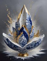 Delft blue tulip gold portrait